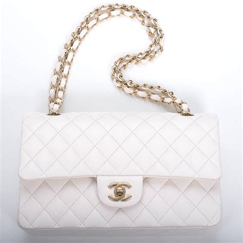 chanel white tote bag|Chanel small white bag.